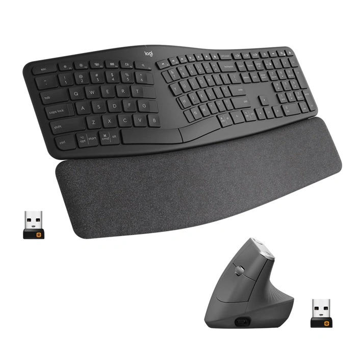 Logitech Ergo K860 Wireless Ergonomic Keyboard & MX Vertical Wireless Mouse