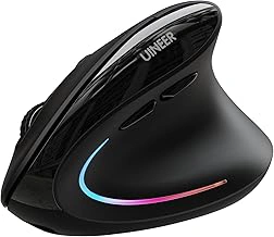 Uineer Ergonomic Wireless Bluetooth Rechargeable Vertical Mouse with LED and Adjustable DPI