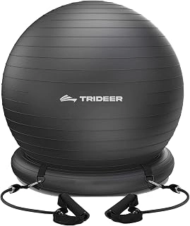 Trideer Exercise Ball Chair with Base & Resistance Bands for Core Workout & Back Support