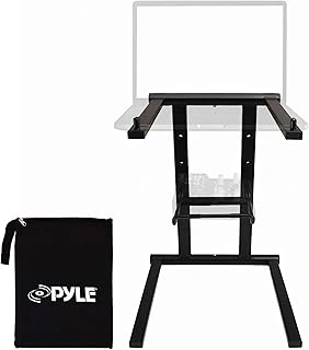 Pyle Portable Folding Laptop Stand with Adjustable Height and Accessory Tray