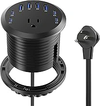 Jgstkcity 65W USB-C Hidden Desktop Power Grommet with 1 AC Outlet, 8 USB Ports