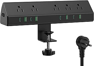 Jgstkcity Desk Clamp Power Strip with 45W Fast Charging, 4 USB-C, 4 USB-A Ports