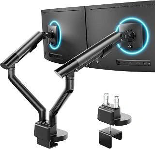 monTEK Aluminum Dual Monitor Arm for 17-35" Screens, Black, Full Motion VESA