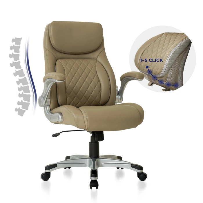 Nouhaus Ergonomic Office Chair, Microfiber Leather, Adjustable Lumbar & Armrests, Tilt