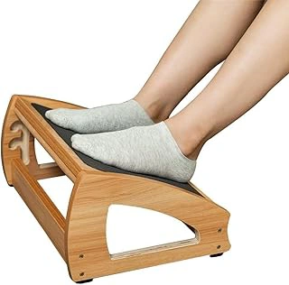 StrongTek Ergonomic Wooden Under Desk Footrest, 3-Height Adjustable, Anti-Slip