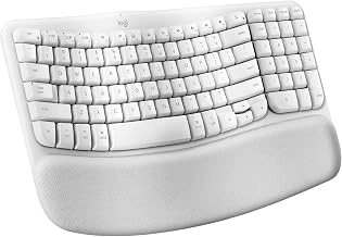 Logitech Wave Keys for Mac Wireless Ergonomic Keyboard - Off White, Cushioned Palm Rest, Bluetooth