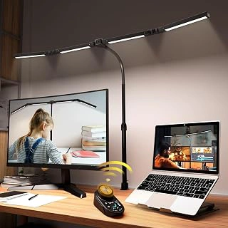 Adjustable 4-Head LED Desk Lamp with Clamp, Eye-Caring CRI95+, Remote Control