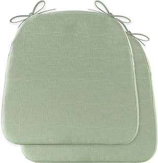 Battilo Indoor/Outdoor Dining Chair Cushions with Ties & Removable Cover, Set of 2, Sage Green