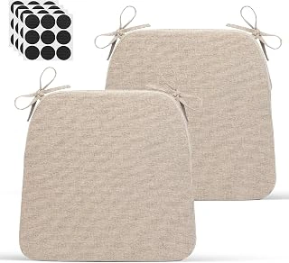 D-Shaped Indoor Dining Chair Cushions with Removable Ties & Washable Cover, 2-Pack, Beige