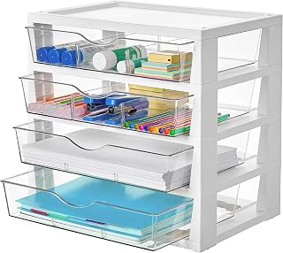 Vtopmart Clear 4-Tier Desk Organizer with Drawers