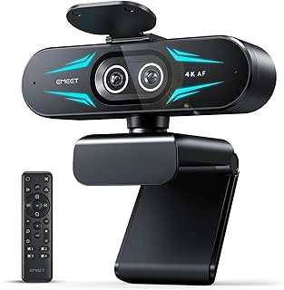 EMEET C60E Dual-Camera 4K Webcam, 11X Zoom, Autofocus, Remote, RGB Lighting