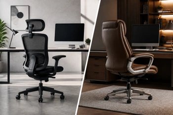 Compare how mesh and leather office chairs handle breathability, spinal support, and long-session comfort.