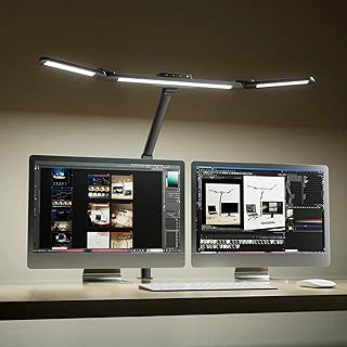 Honeywell Wide LED Desk Lamp with Clamp for Dual Monitors, Adjustable