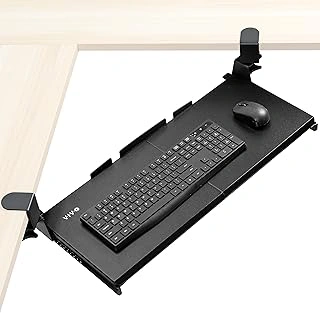 VIVO Corner Desk Slide-Out Keyboard Tray, 27x11", Swivel Clamps, Black, MOUNT-KB10C