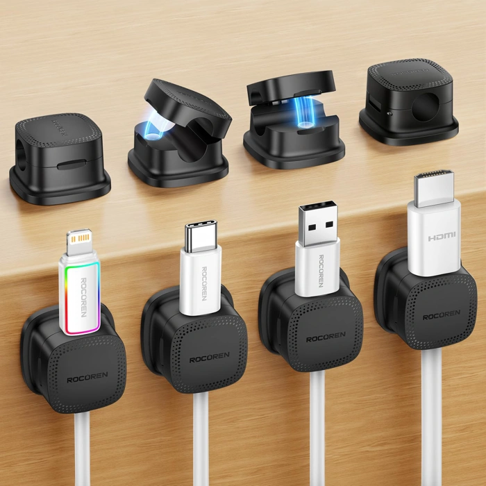 Rocoren Magnetic Cable Clips for Under Desk Cord Management