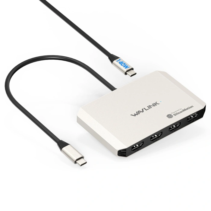 WAVLINK 4 Monitor Docking Station Adapter for M1/M2/M3/M4 macOS, 4 HDMI Quad 4K