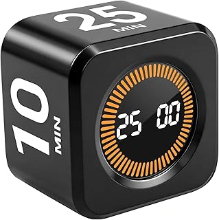 Pomodoro Timer Cube for Productivity — 5/25/10/50 Minutes Preset, Digital Gravity Sensor Desk Visual Timer for ADHD, Silent Mode, Ideal for Office, Study, Kitchen & Kids