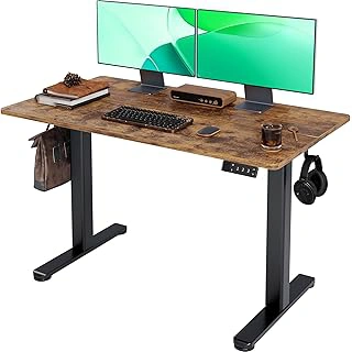 Claiks Electric Standing Desk, Adjustable, 24x48, Splice Board, Black/Rustic Brown