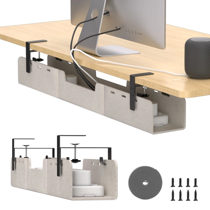ERGO COLLECT Under Desk No-Drill Felt Cable Management Tray