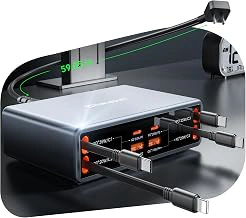 8-in-1 Ret retractable Charger Station with 105W USB-C GaN Hub